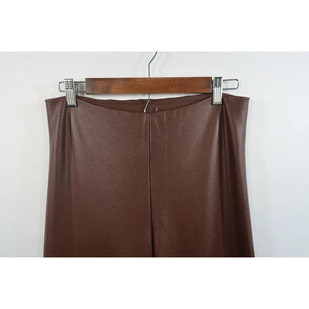 New Skims Brown Faux Leather Wide Leg Leather Pants Size XL Pull On *Imperfect - Picture 4 of 15